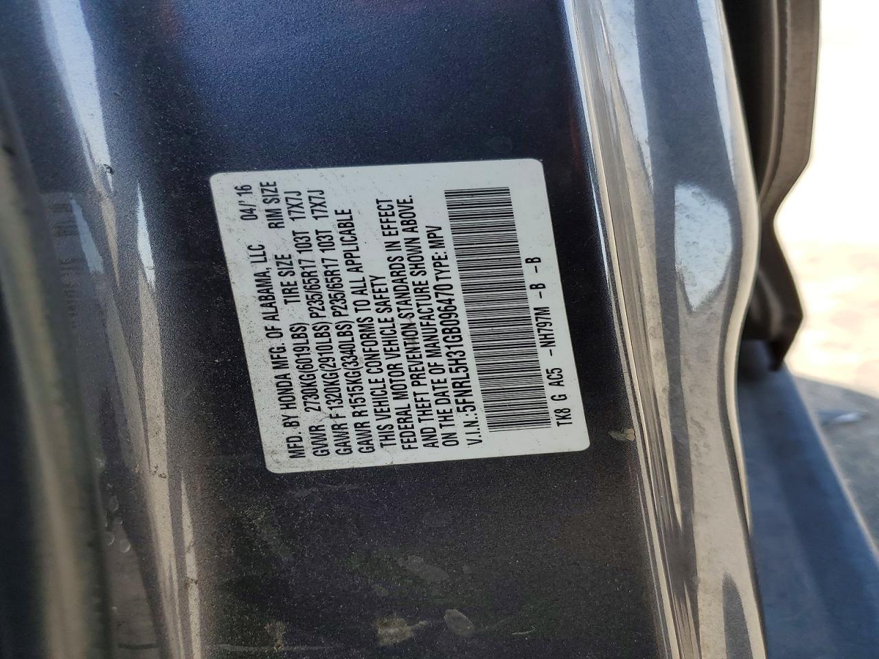 2016 HONDA ODYSSEY SE photo 37