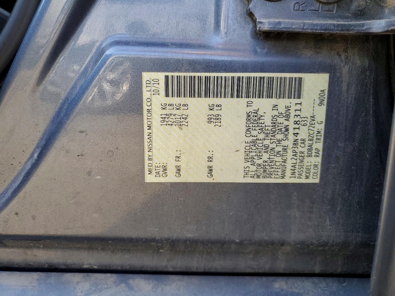 2011 NISSAN ALTIMA 2.5 photo 12