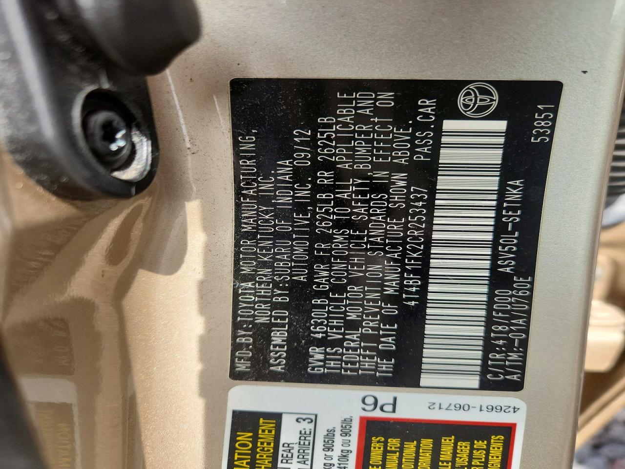 2012 TOYOTA CAMRY LE photo 34