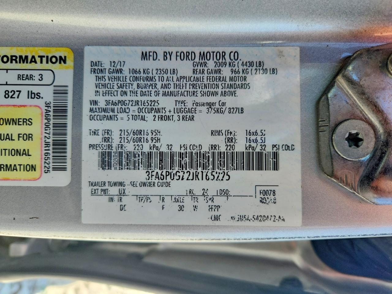2018 FORD FUSION S photo 23
