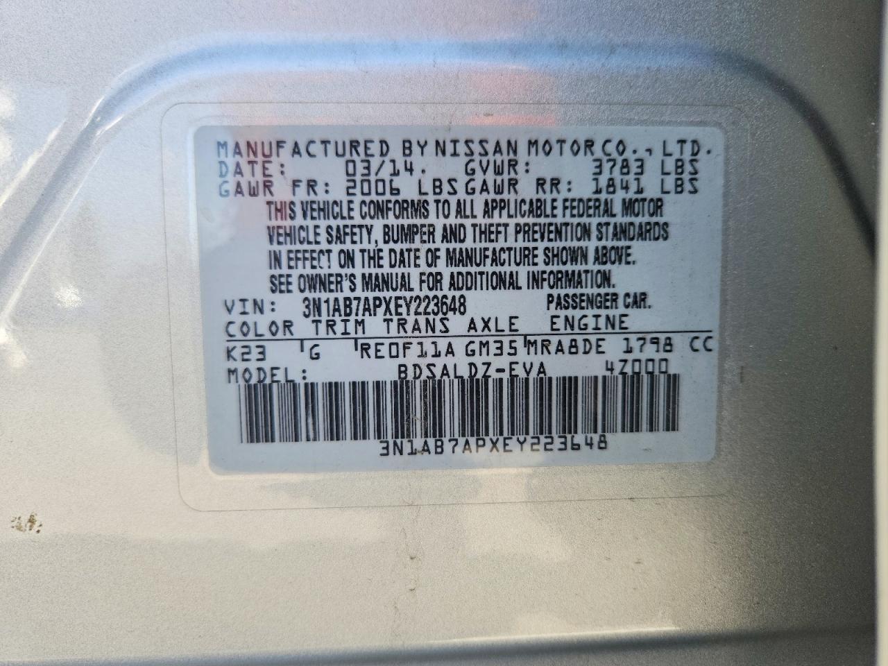 2014 NISSAN SENTRA SV photo 34