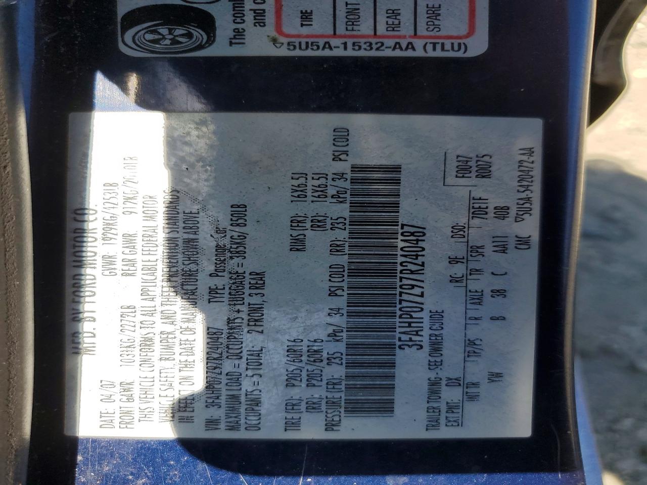 2007 FORD FUSION SE photo 34