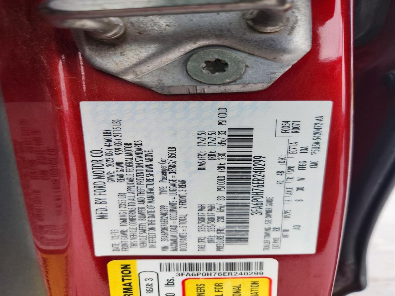 2014 FORD FUSION SE photo 37