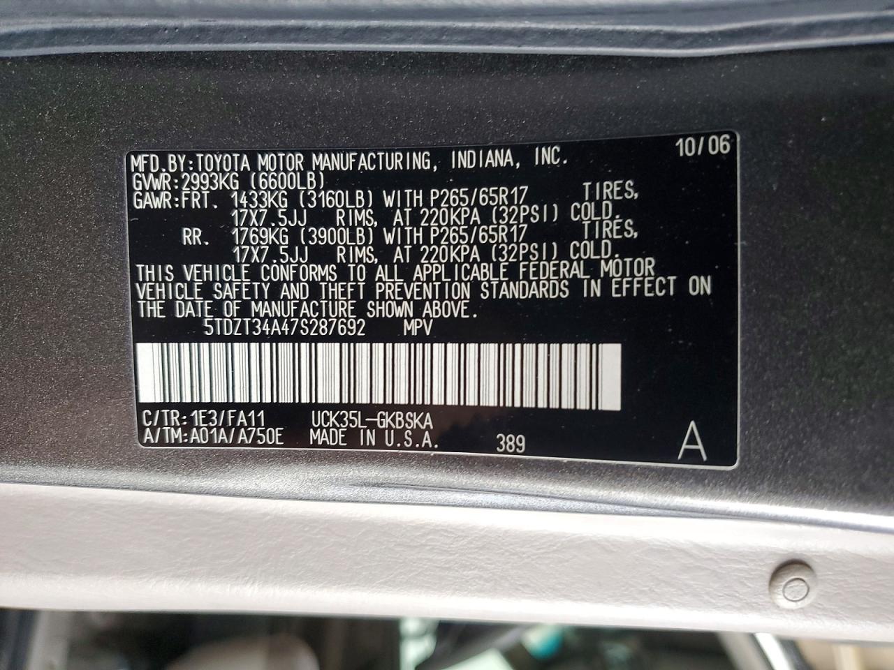 2007 TOYOTA SEQUOIA SR5 photo 37