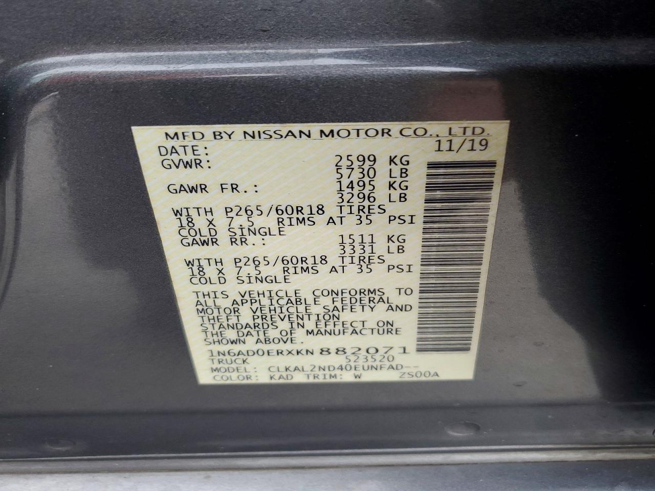 2019 NISSAN FRONTIER SV photo 34