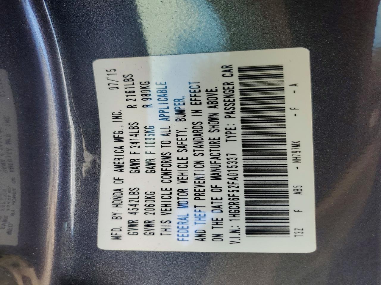 2015 HONDA ACCORD HYBRID EXL photo 12