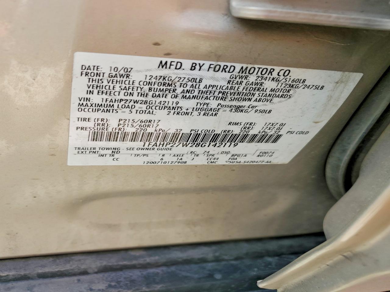 2008 FORD TAURUS SEL photo 23