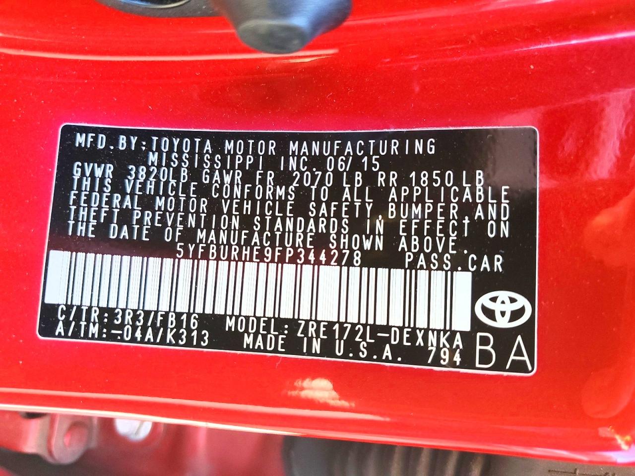 2015 TOYOTA COROLLA LE PLUS photo 34