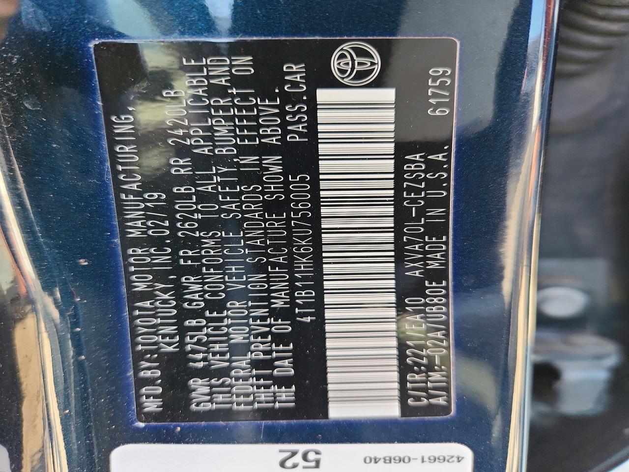2019 TOYOTA CAMRY SE photo 34
