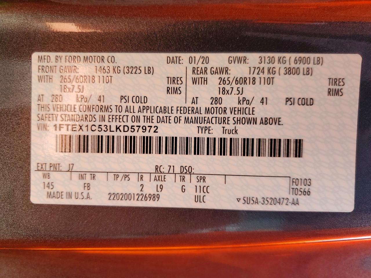 2020 FORD F150 SUPER CAB photo 37