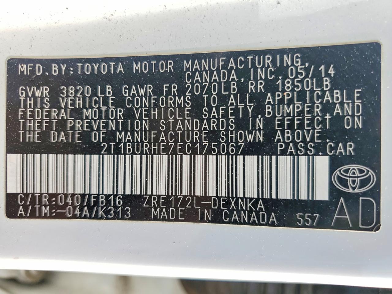 2014 TOYOTA COROLLA LE photo 34