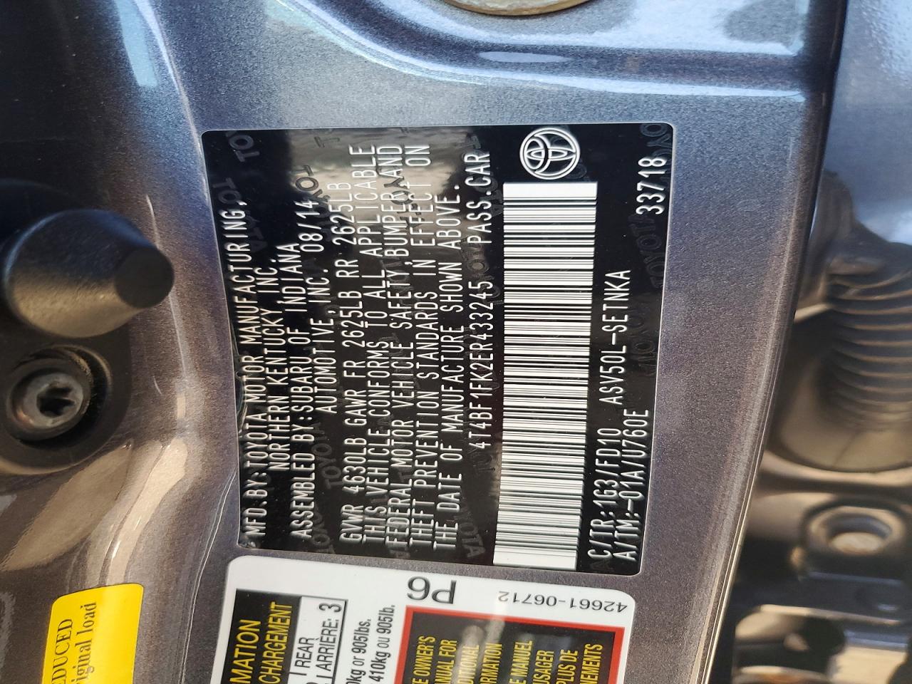2014 TOYOTA CAMRY LE photo 34