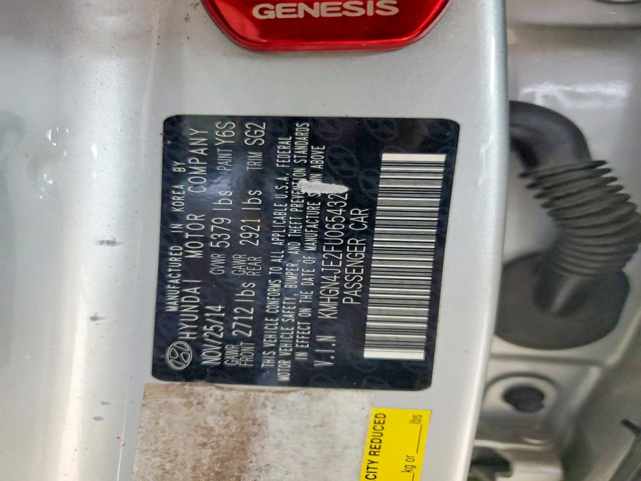 2015 HYUNDAI GENESIS 3.8L photo 23