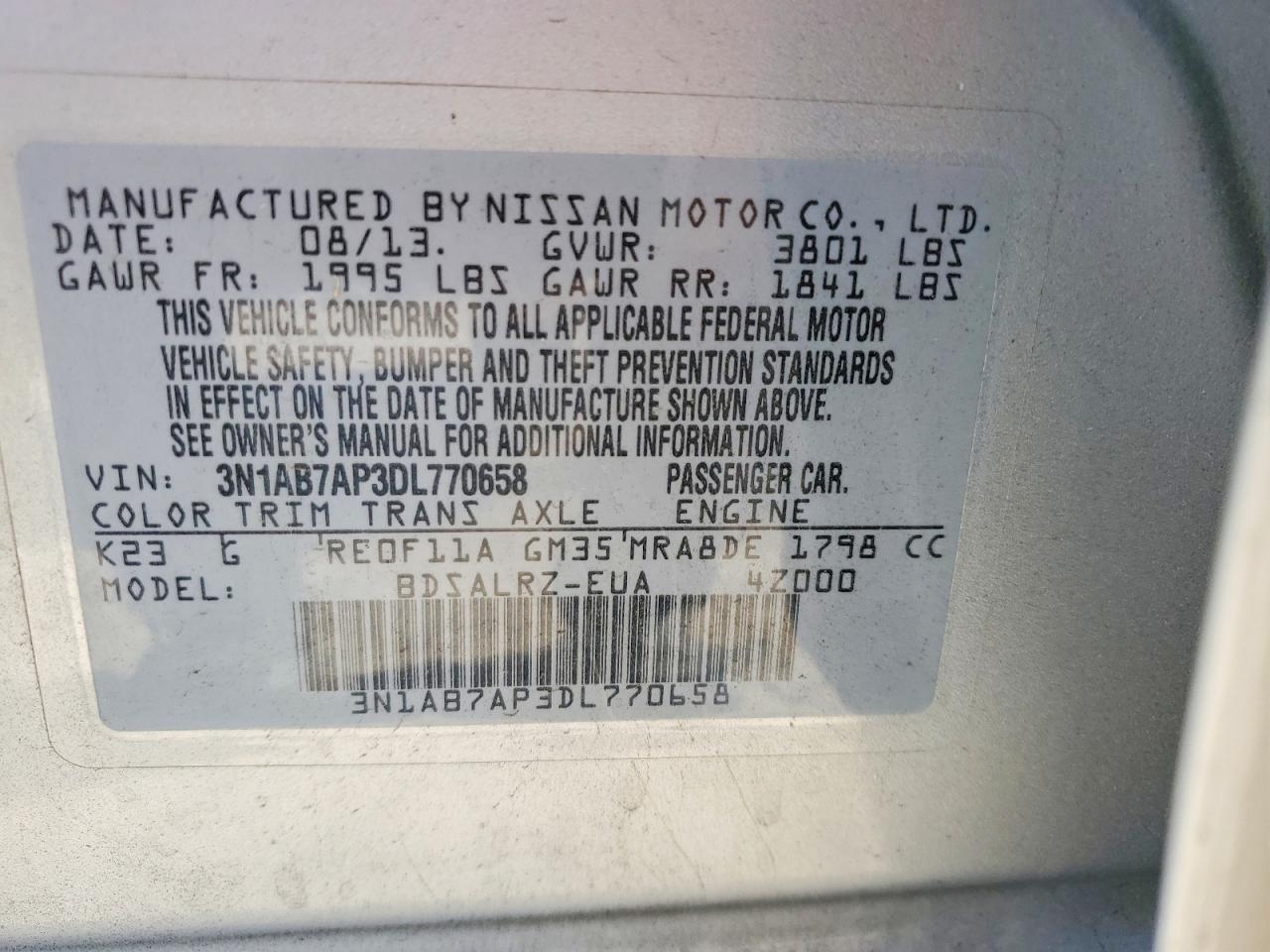 2013 NISSAN SENTRA S photo 23