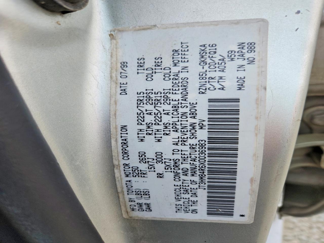 1999 TOYOTA 4RUNNER BASE photo 25