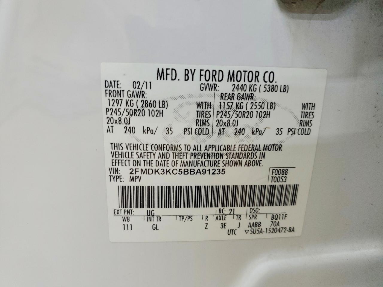 2011 FORD EDGE LIMITED photo 13