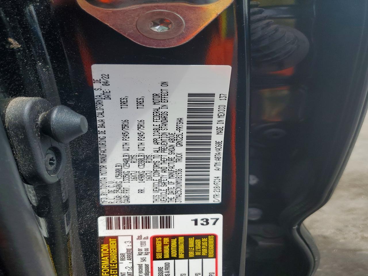 2022 TOYOTA TACOMA SR5 V6 photo 13
