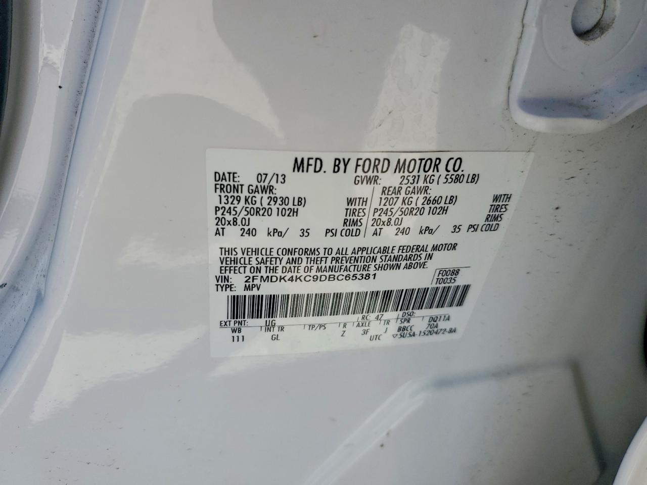 2013 FORD EDGE LIMITED photo 25