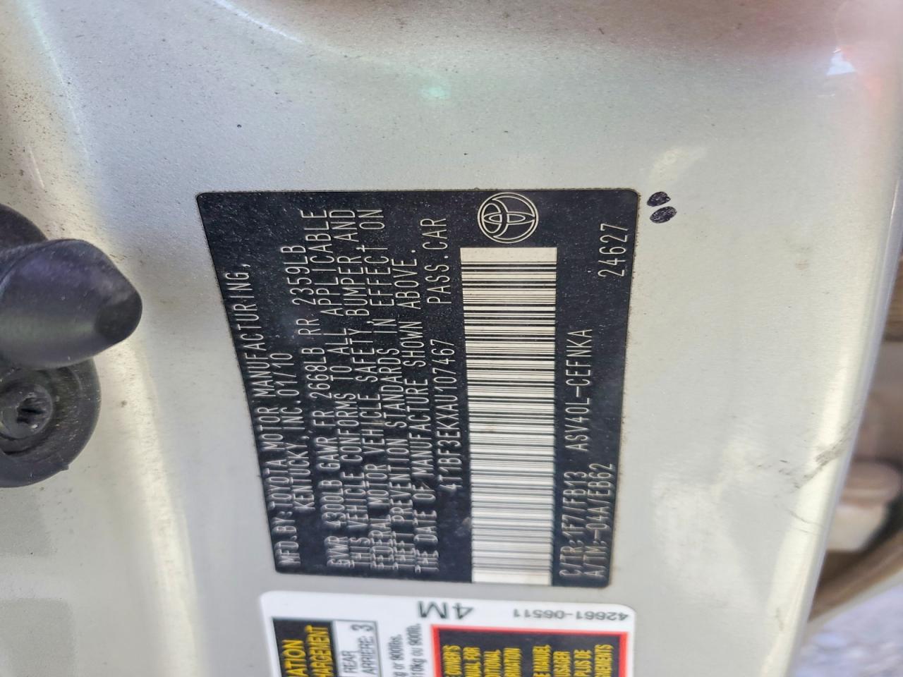 2010 TOYOTA CAMRY BASE photo 23