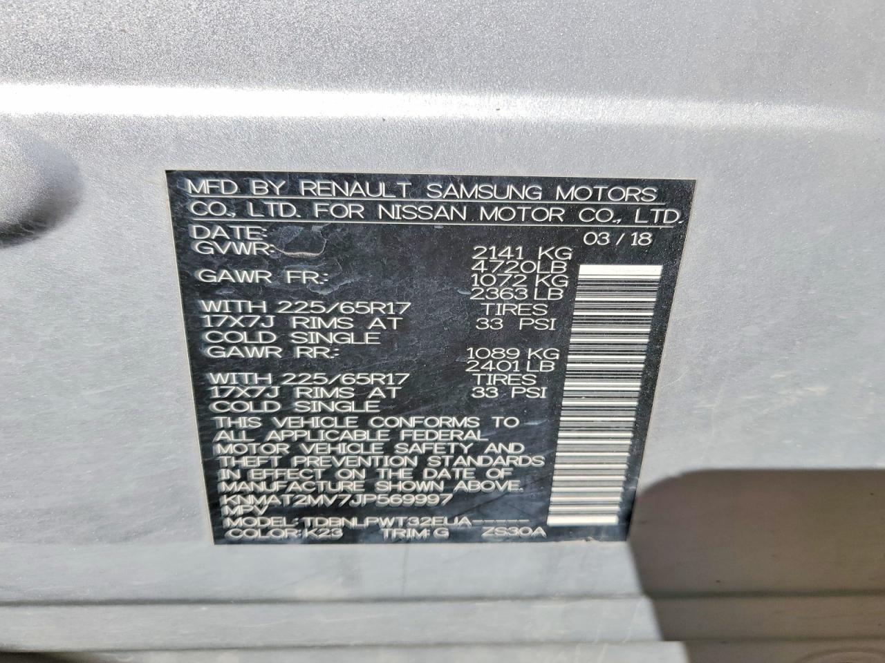 2018 NISSAN ROGUE S photo 37