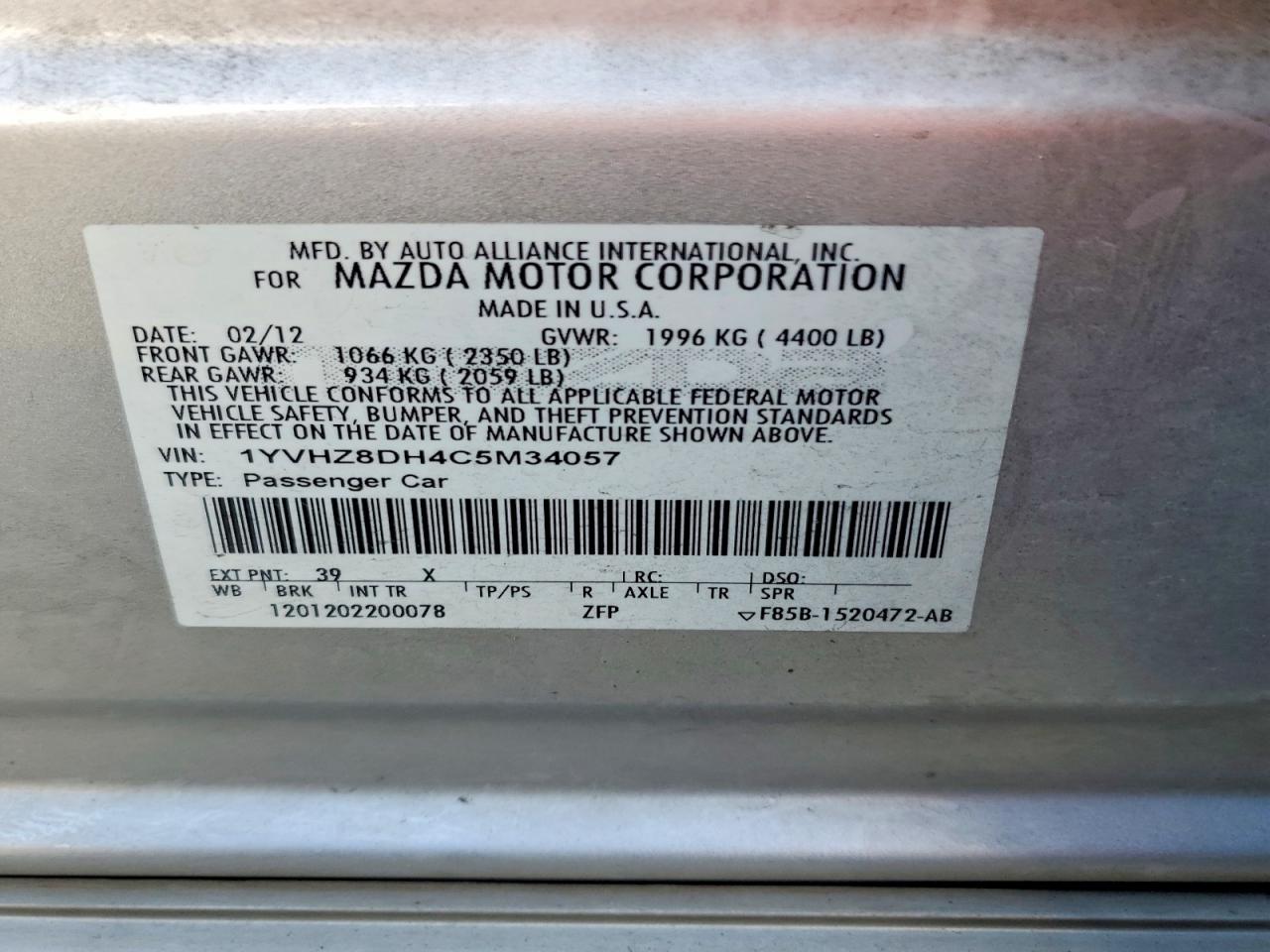 2012 MAZDA 6 I photo 34