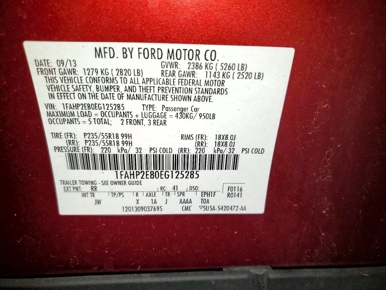2014 FORD TAURUS SEL photo 23