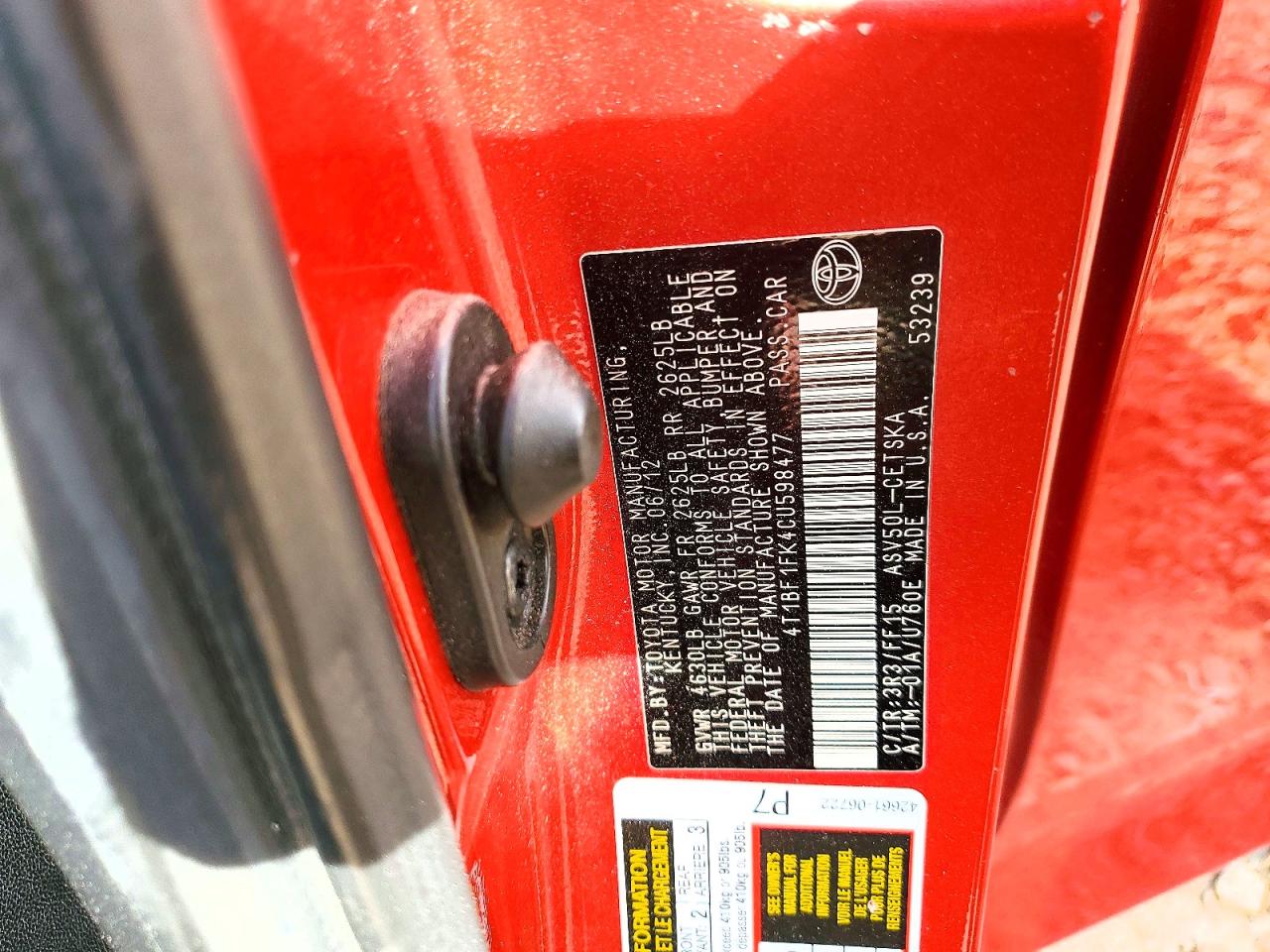 2012 TOYOTA CAMRY SE photo 25