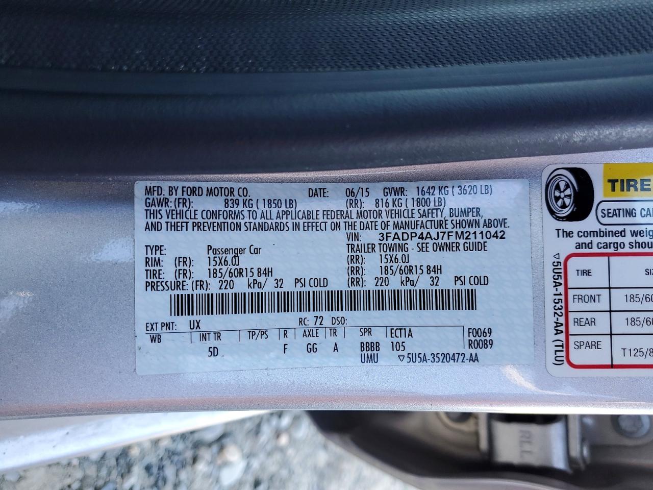 2015 FORD FIESTA S photo 23