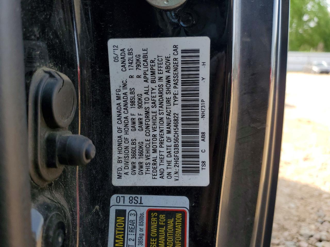 2012 HONDA CIVIC LX photo 23