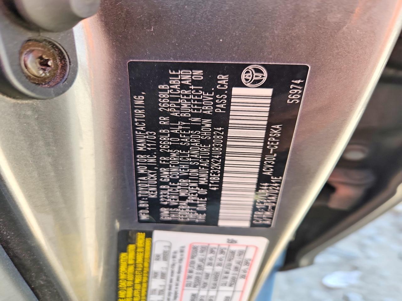 2004 TOYOTA CAMRY SE photo 34