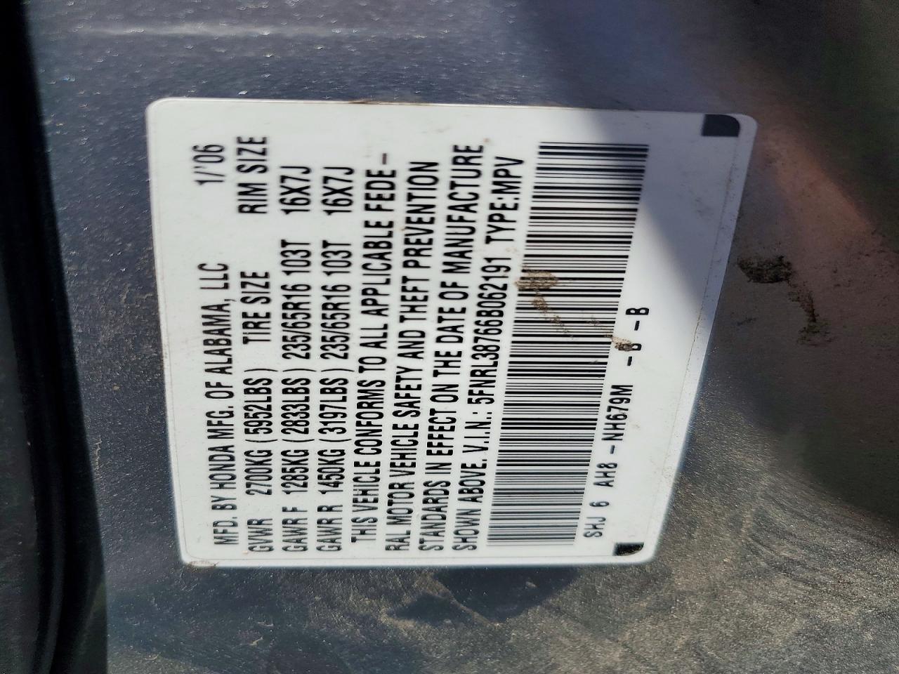 2006 HONDA ODYSSEY EXL photo 13
