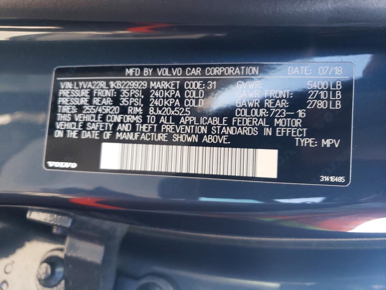 2019 VOLVO XC60 T6 INSCRIPTION photo 37