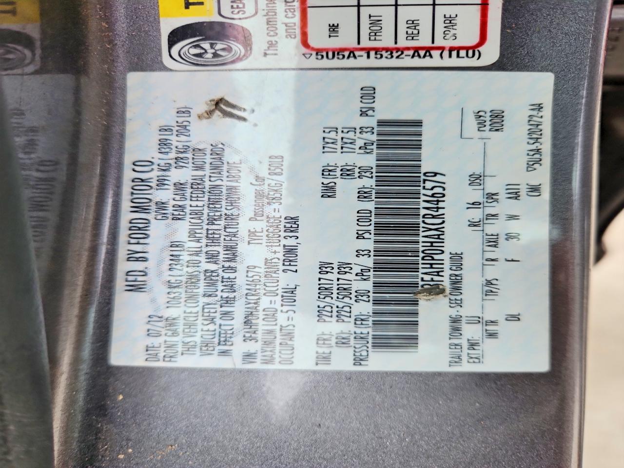 2012 FORD FUSION SE photo 23