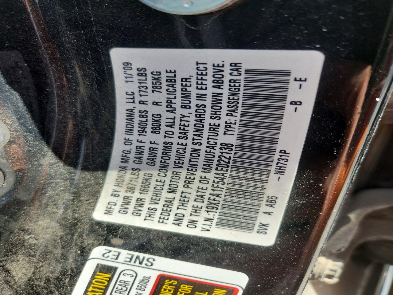 2010 HONDA CIVIC LX photo 25