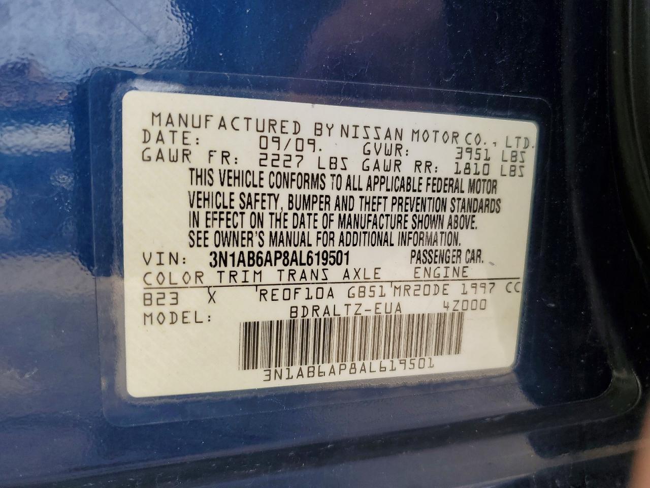 2010 NISSAN SENTRA 2.0 photo 13