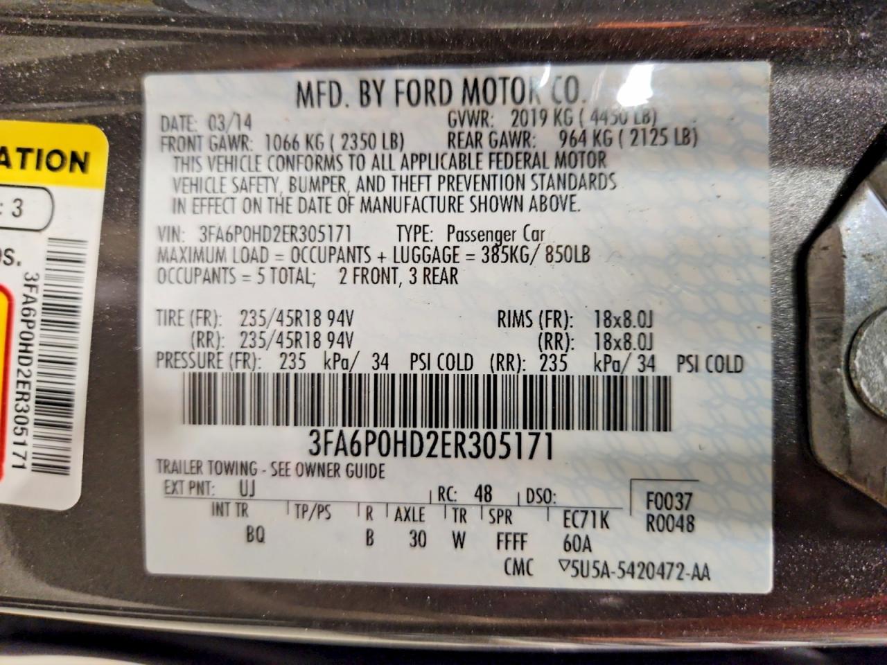 2014 FORD FUSION SE photo 12