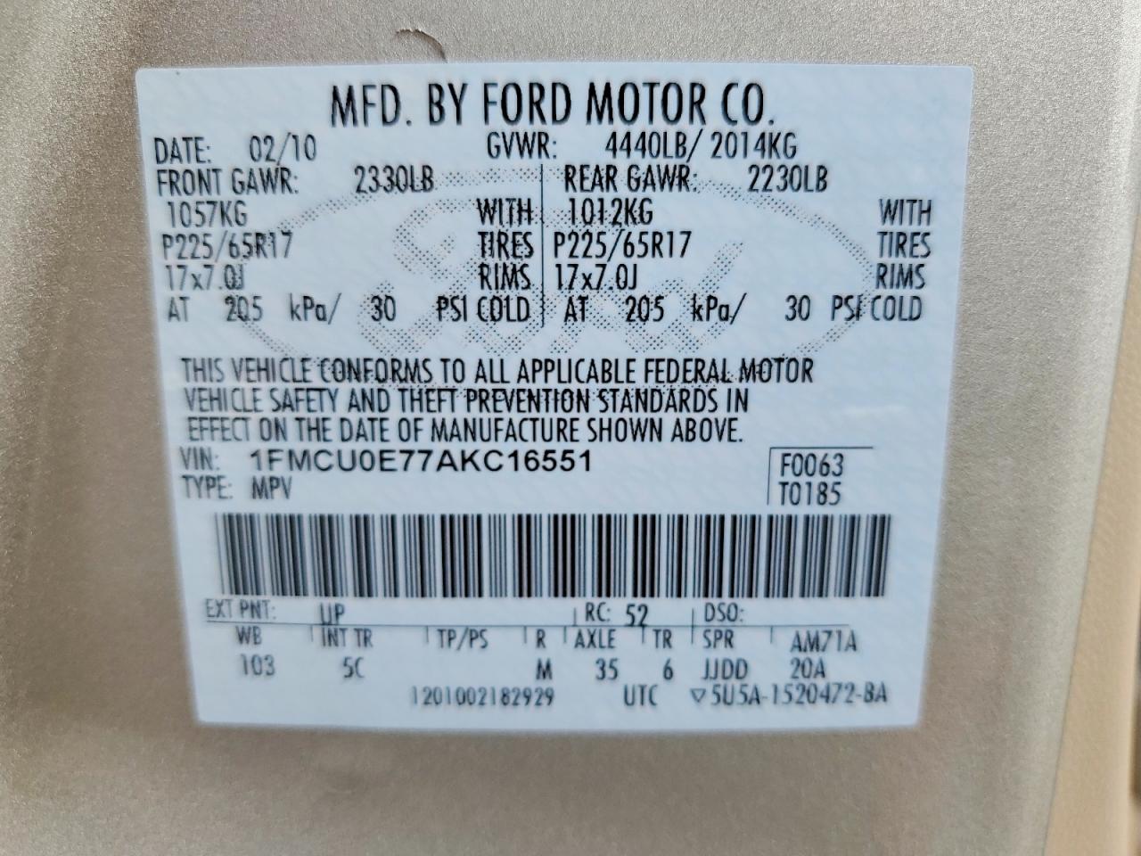 2010 FORD ESCAPE LIMITED photo 37