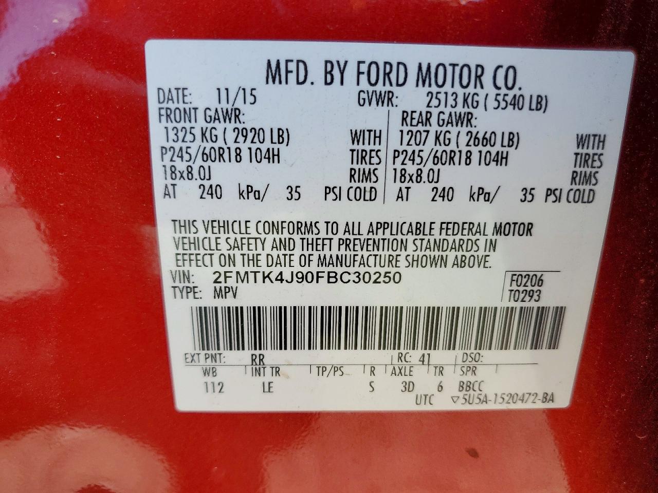 2015 FORD EDGE SEL photo 25