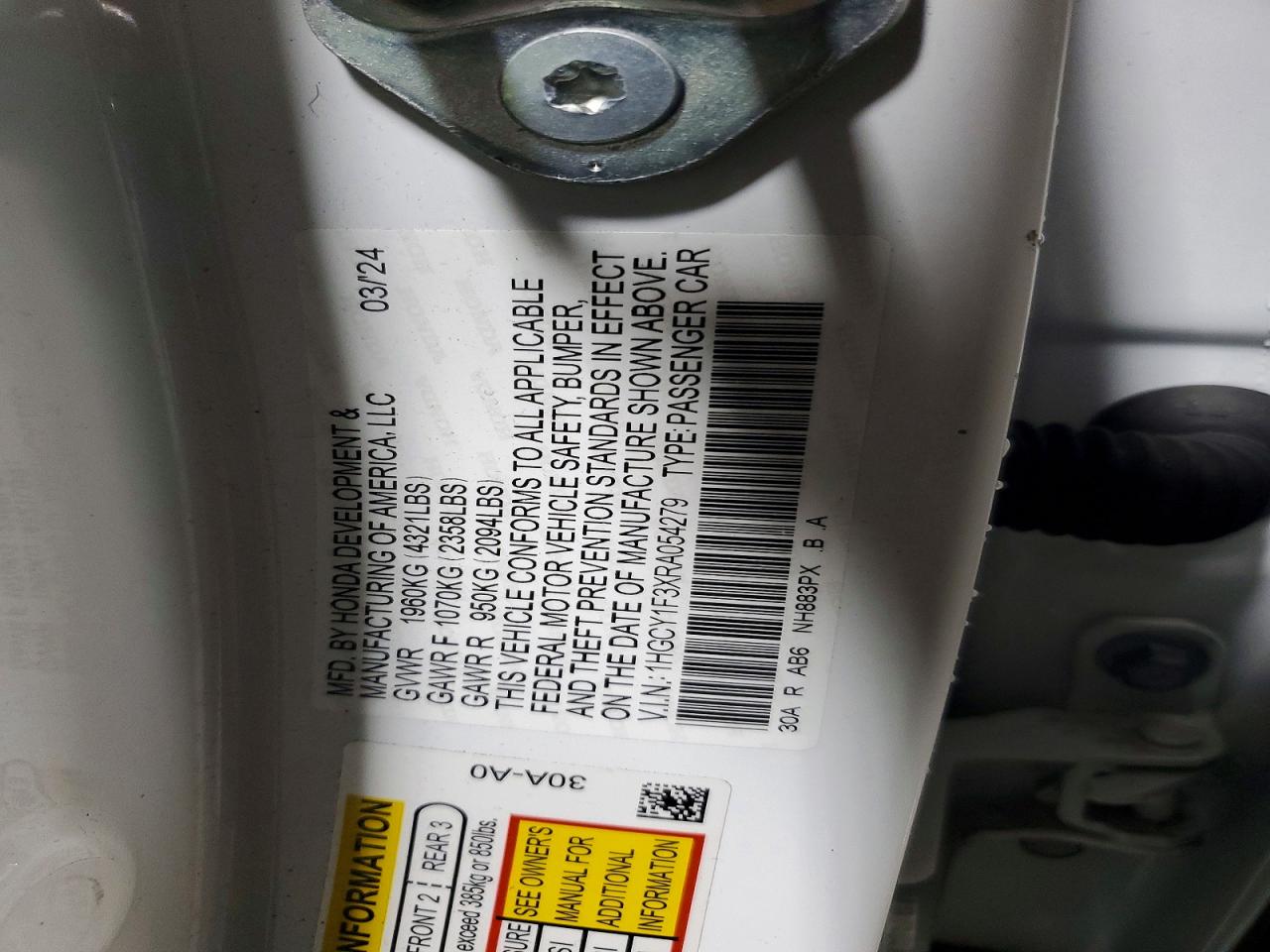 2024 HONDA ACCORD EX photo 23