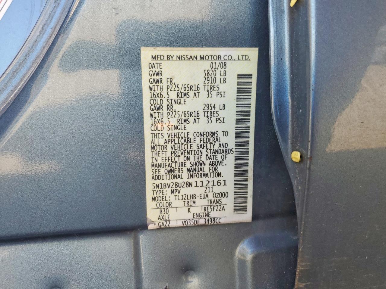 2008 NISSAN QUEST 3.5 photo 25