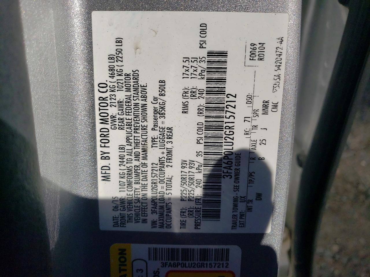 2016 FORD FUSION SE HYBRID photo 37
