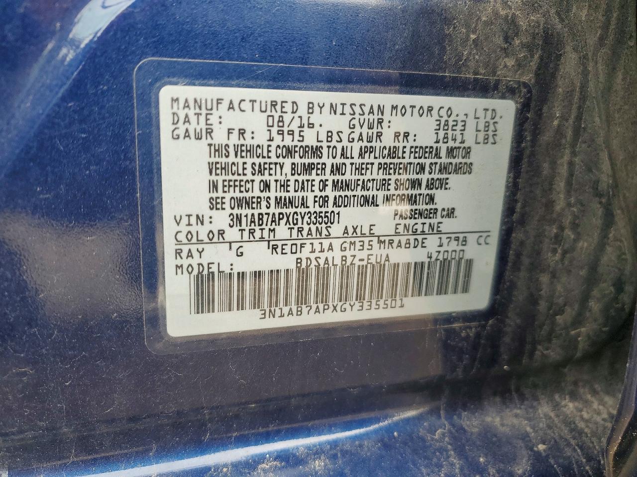 2016 NISSAN SENTRA S photo 12