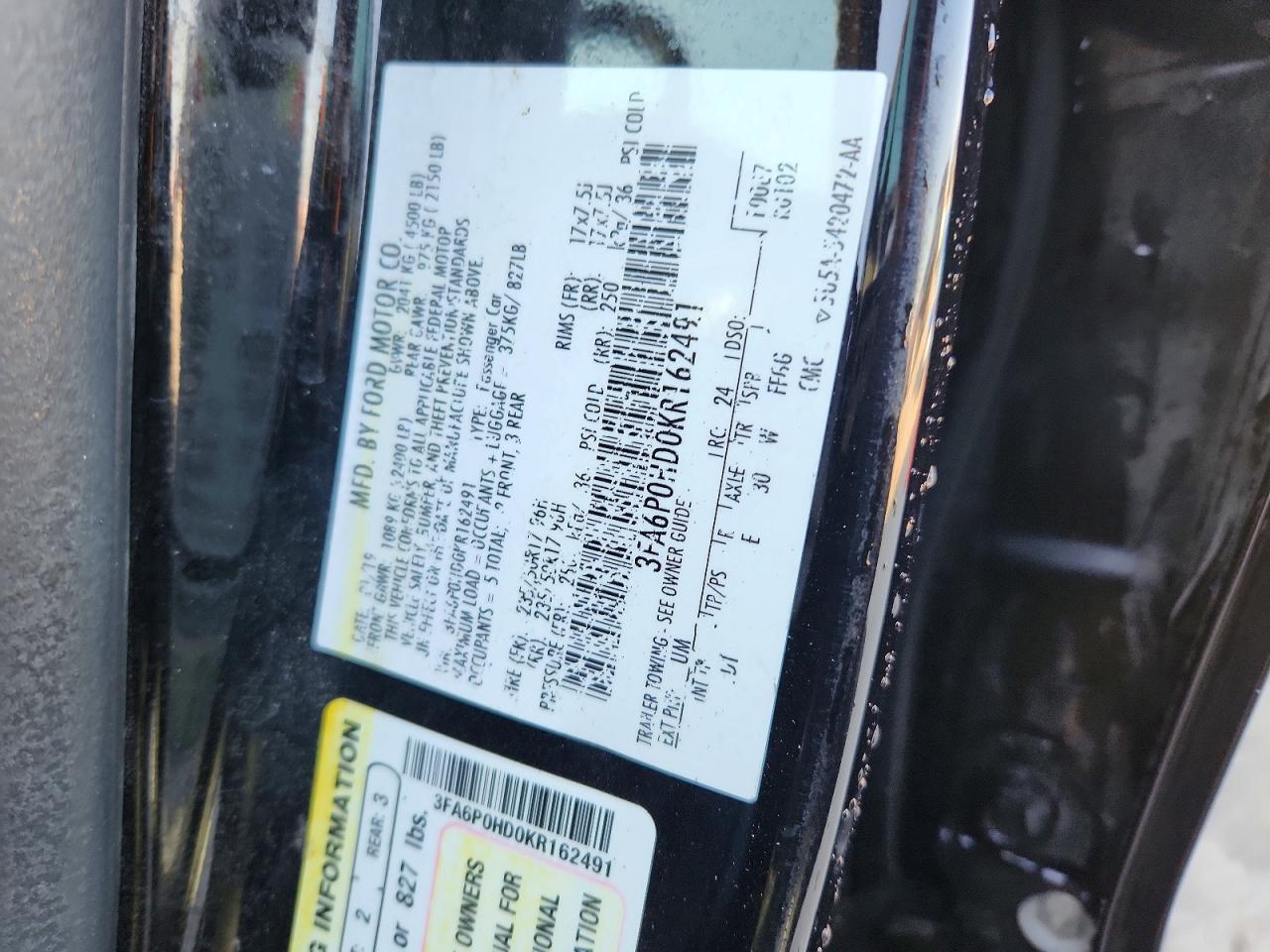 2019 FORD FUSION SE photo 12