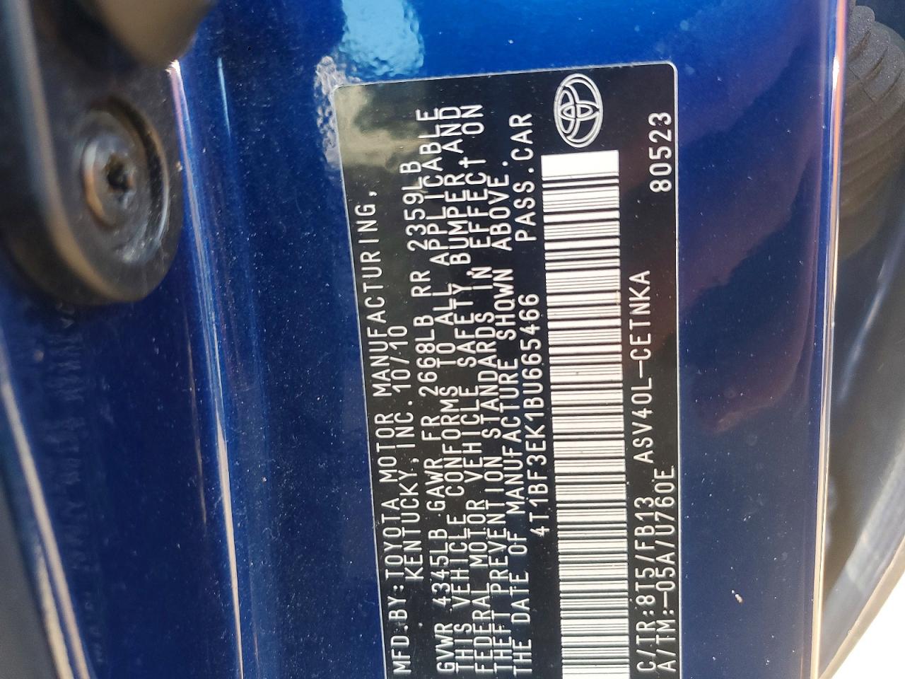 2011 TOYOTA CAMRY LE photo 34