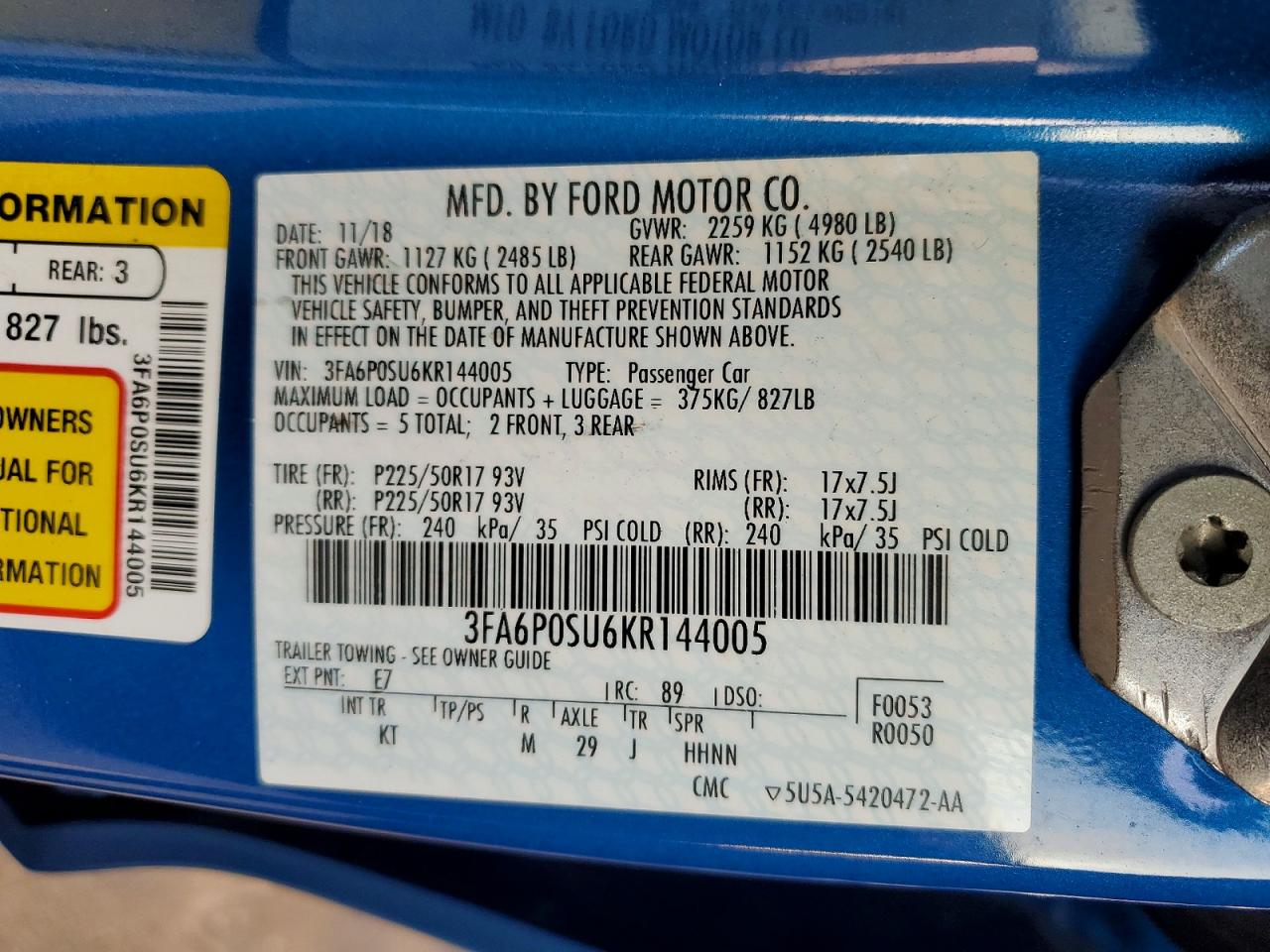 2019 FORD FUSION TITANIUM photo 23