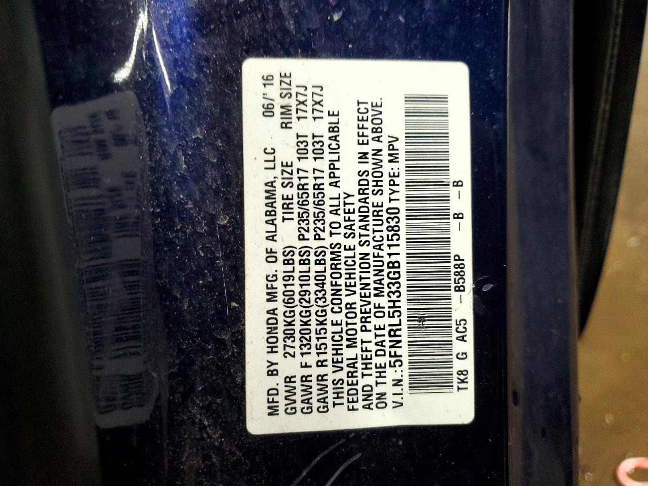2016 HONDA ODYSSEY SE photo 40