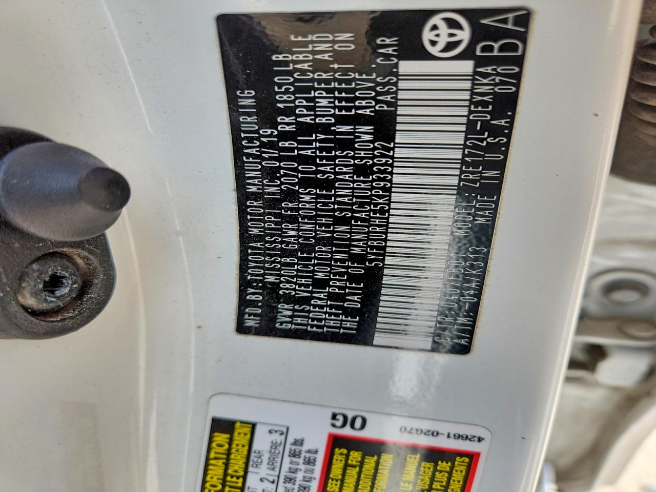 2019 TOYOTA COROLLA LE photo 23
