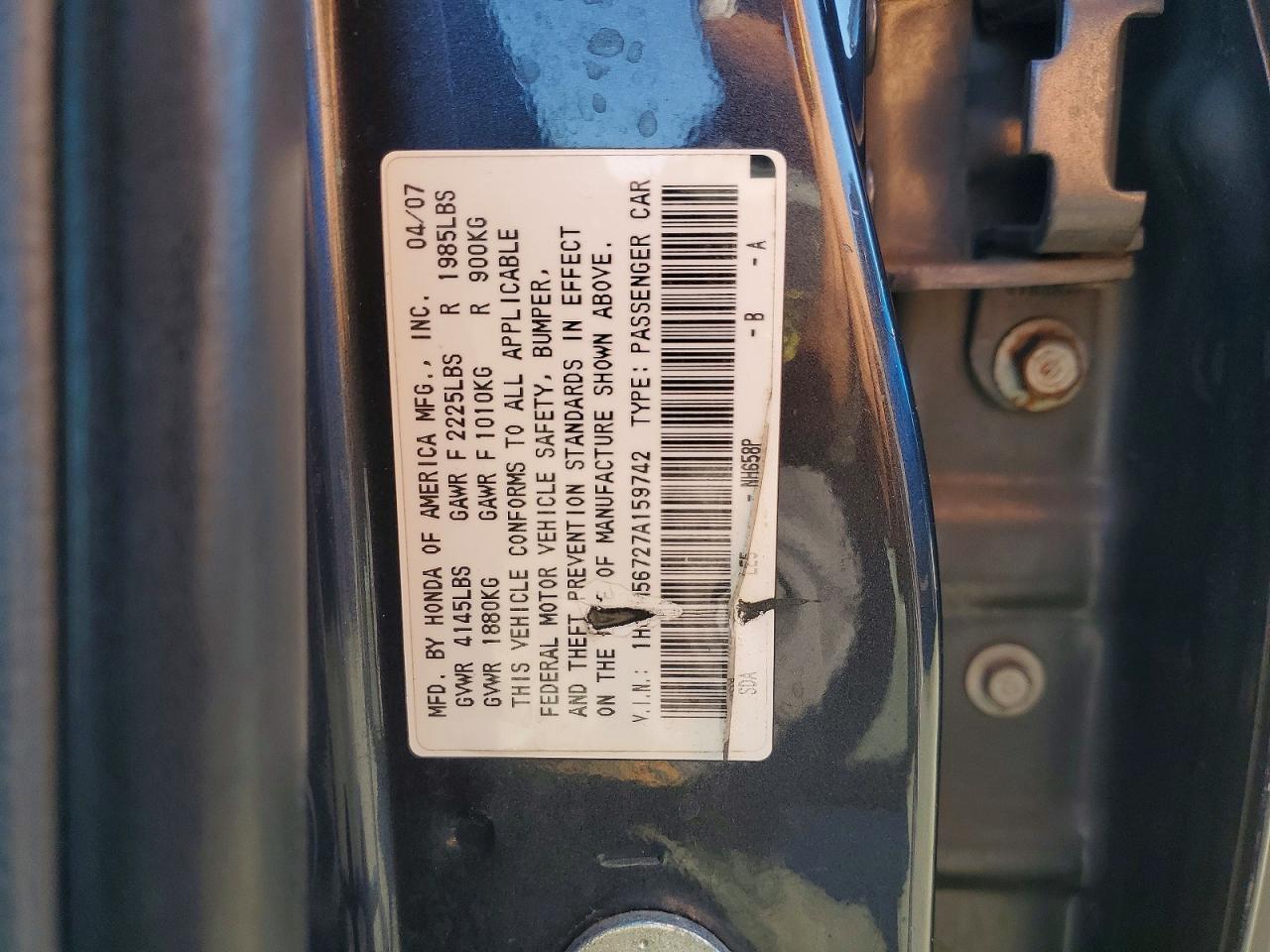 2007 HONDA ACCORD EX photo 34