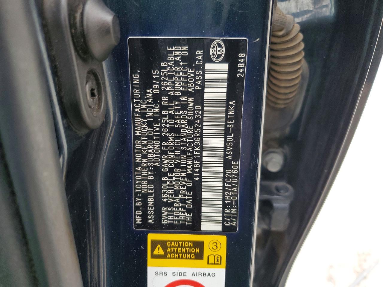 2016 TOYOTA CAMRY LE photo 12