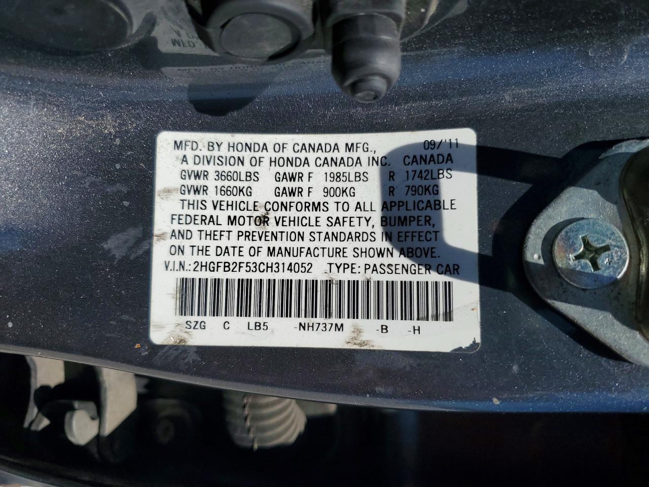 2012 HONDA CIVIC LX photo 23